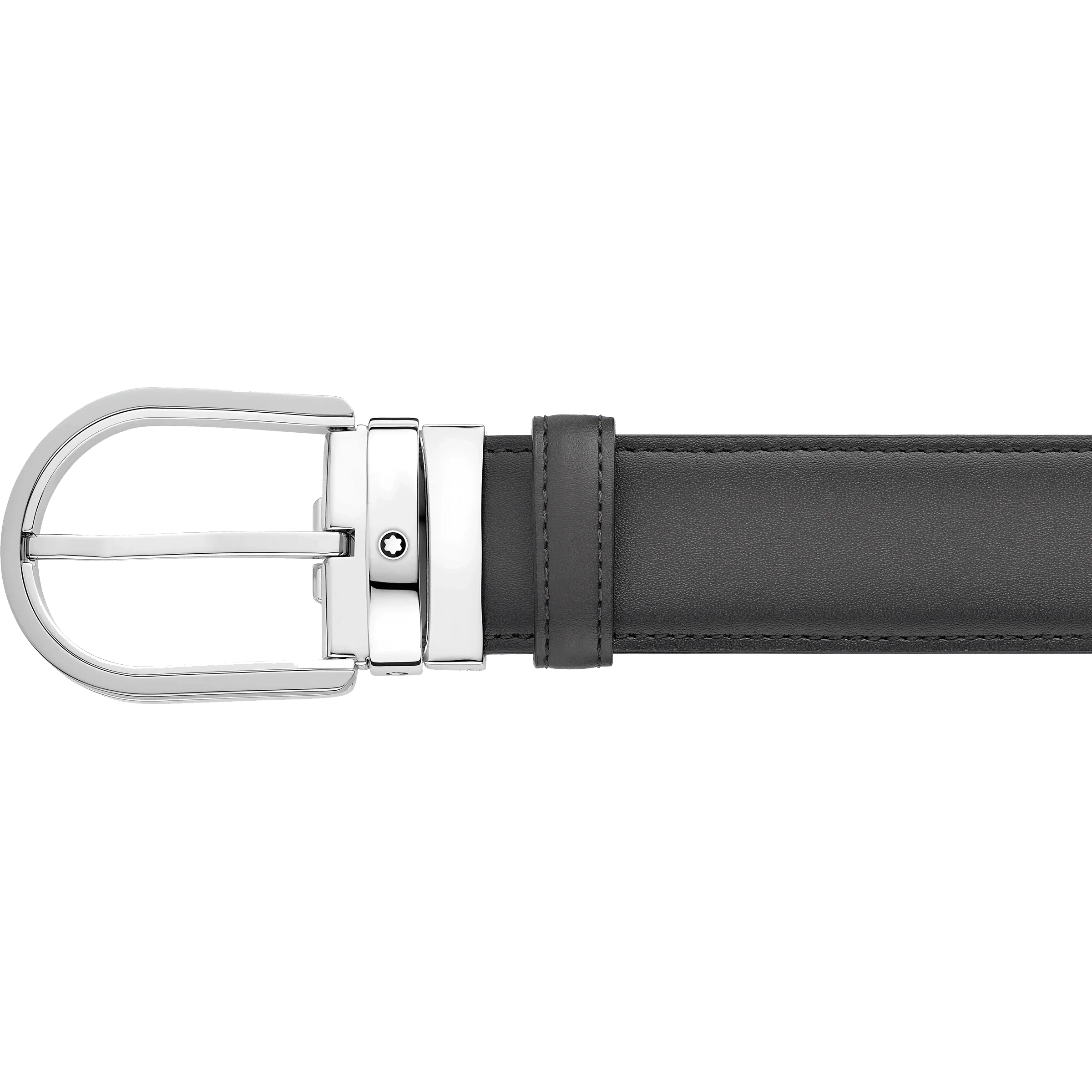 Montblanc cintura da 35 mm in pelle grigia con fibbia a ferro di cavallo 129437