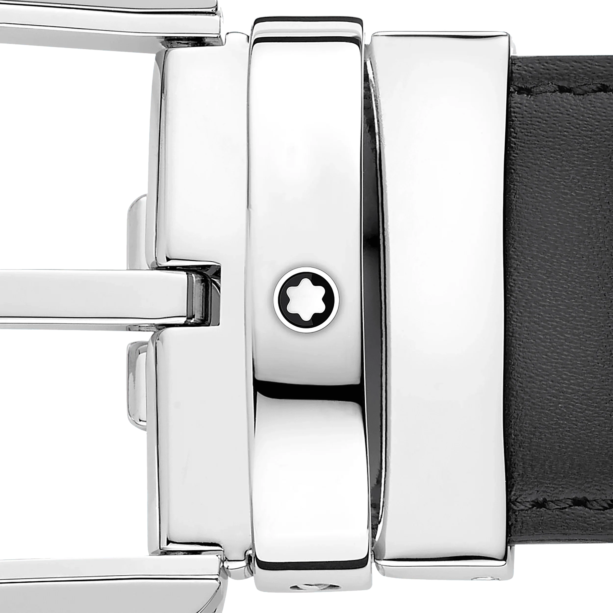 Montblanc cintura da 35 mm in pelle grigia con fibbia a ferro di cavallo 129437