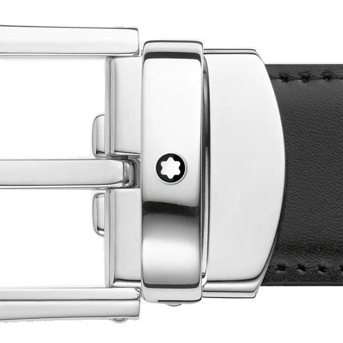 Montblanc cintura uomo elegante nera/marrone 30mm reversibile regolabile 114412