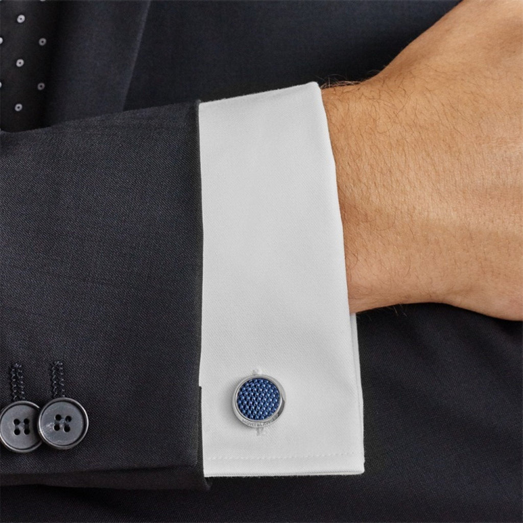 Montblanc gemelli acciaio Meisterstück blu 112904