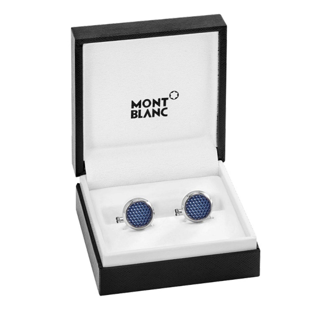Montblanc gemelli acciaio Meisterstück blu 112904