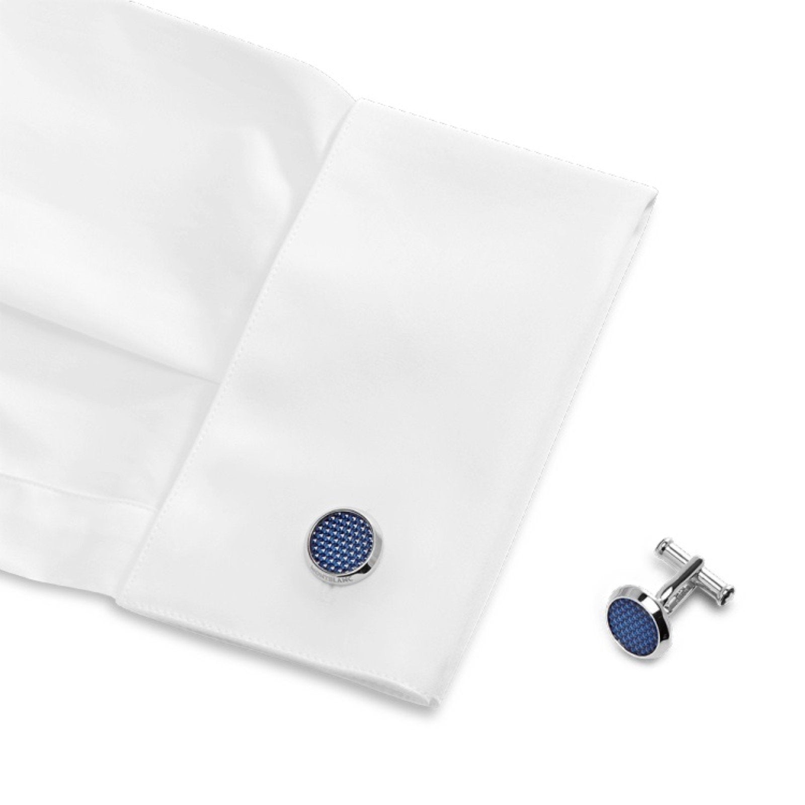 Montblanc gemelli acciaio Meisterstück blu 112904