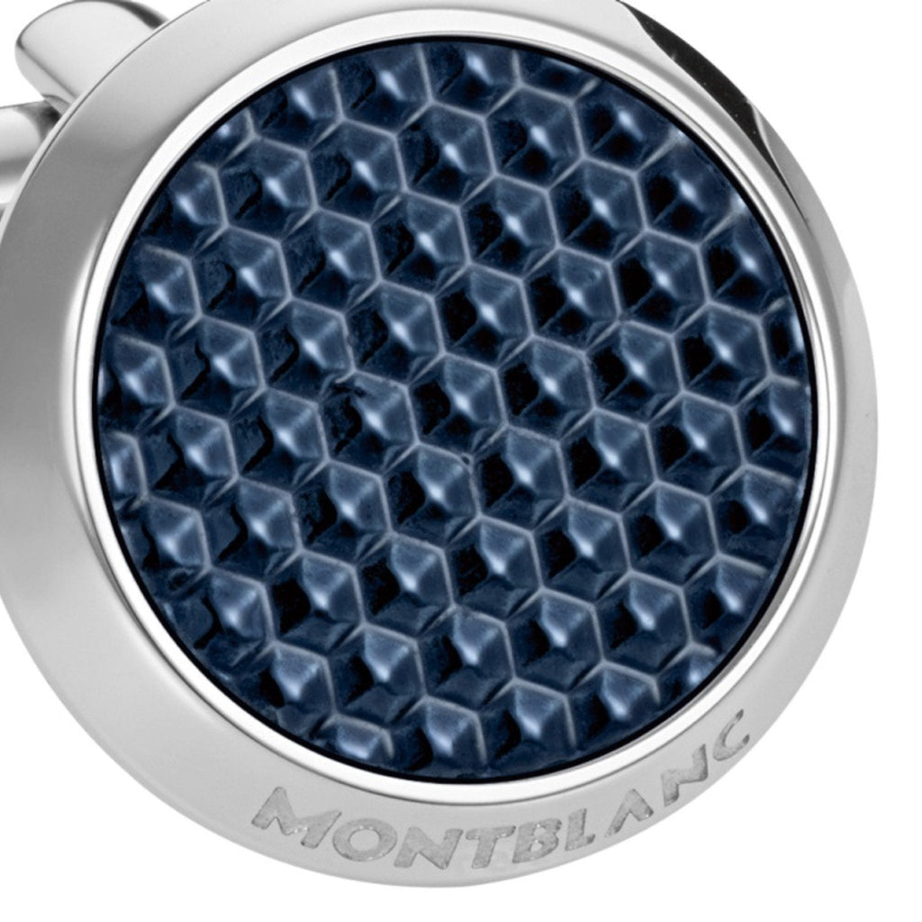 Montblanc gemelli acciaio Meisterstück blu 112904