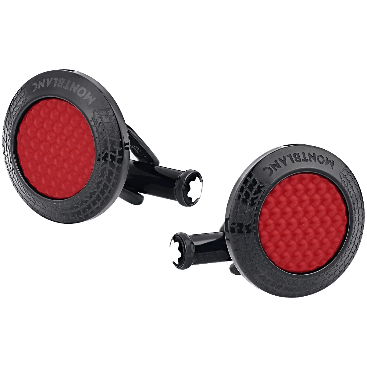 Montblanc gemelli Meisterstück Great Masters Pirelli in acciaio e lacca rossa 128395