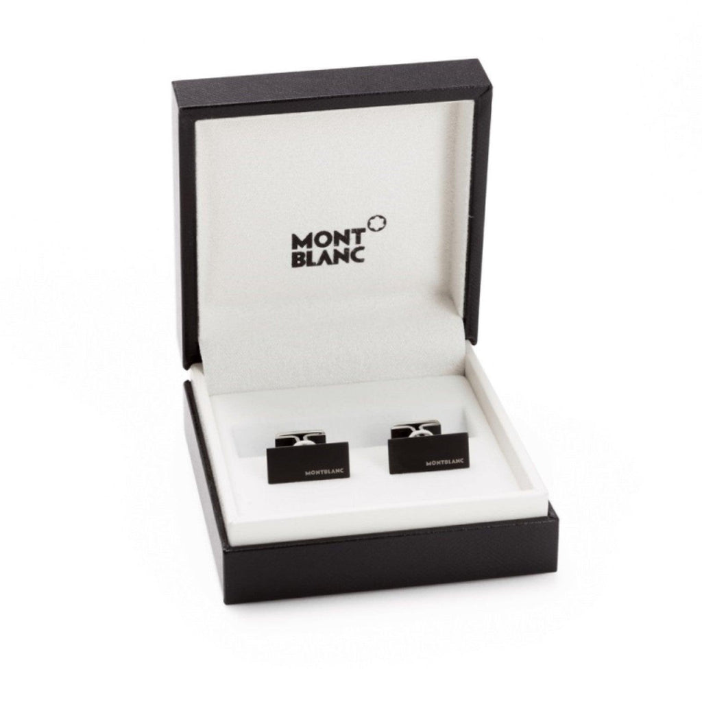 Montblanc gemelli rettangolari in acciaio e PVD nero 114761