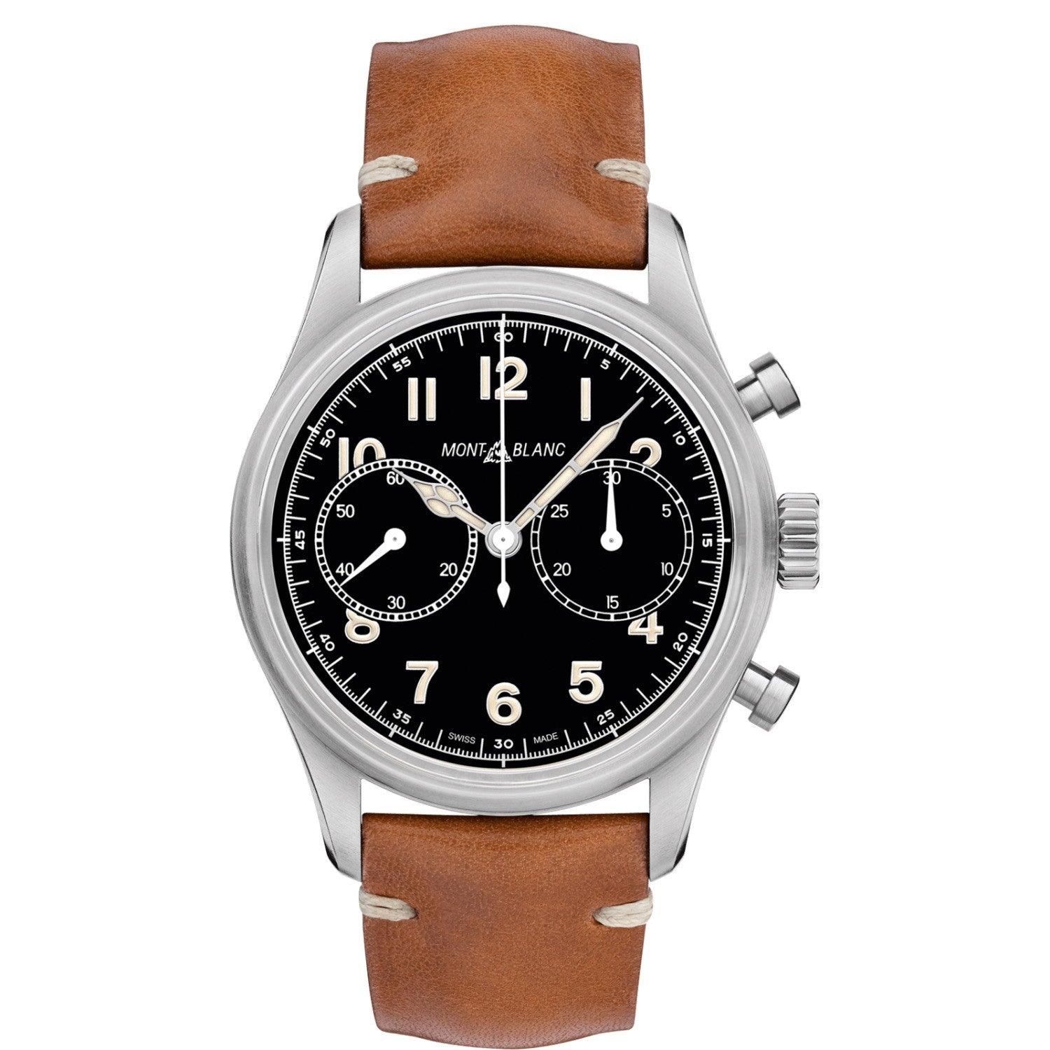 Montblanc orologio 1858 Chronograph Automatic 42mm nero automatico acciaio 117836