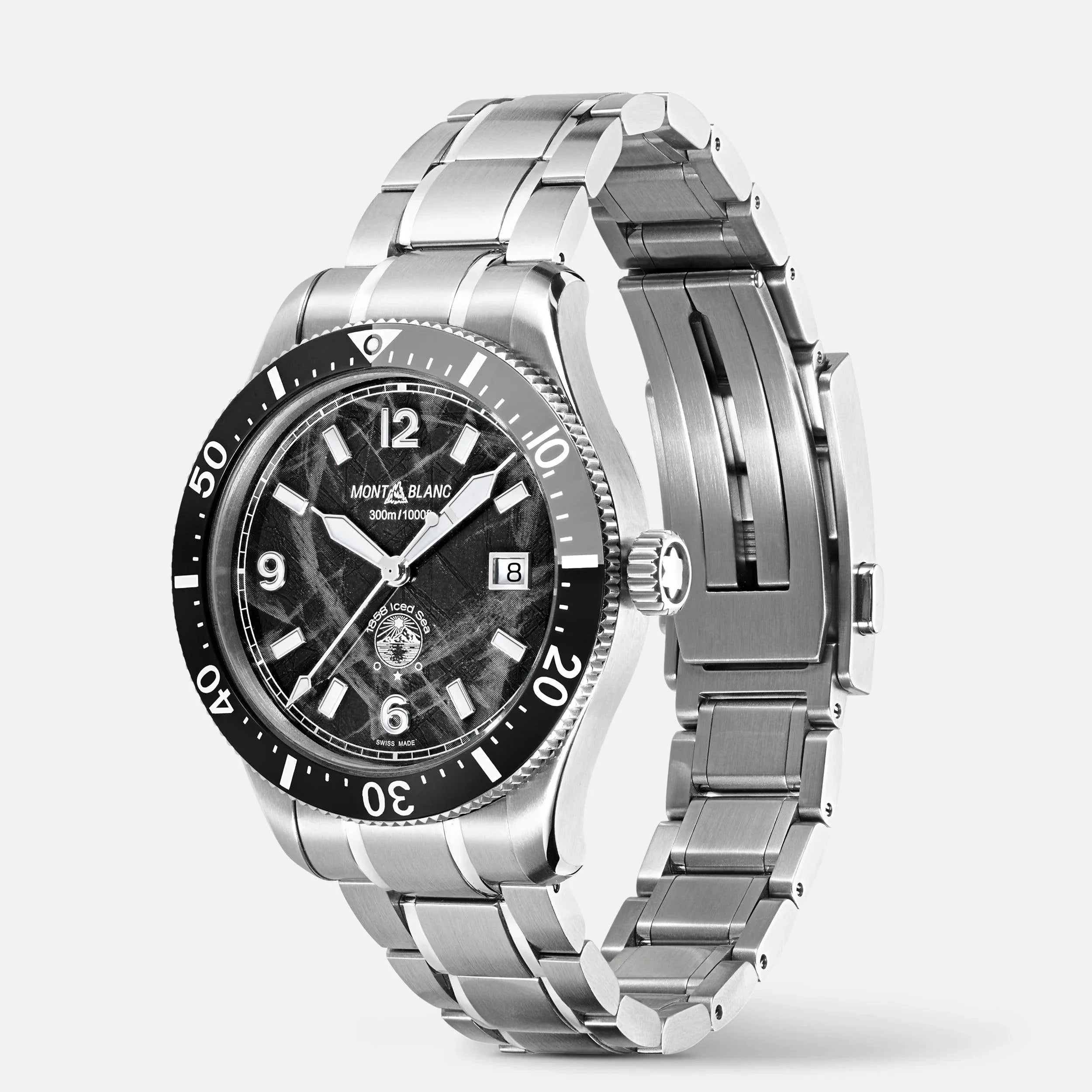 Montblanc orologio 1858 Ice Sea Automatic Date 41mm nero automatico acciaio 129371