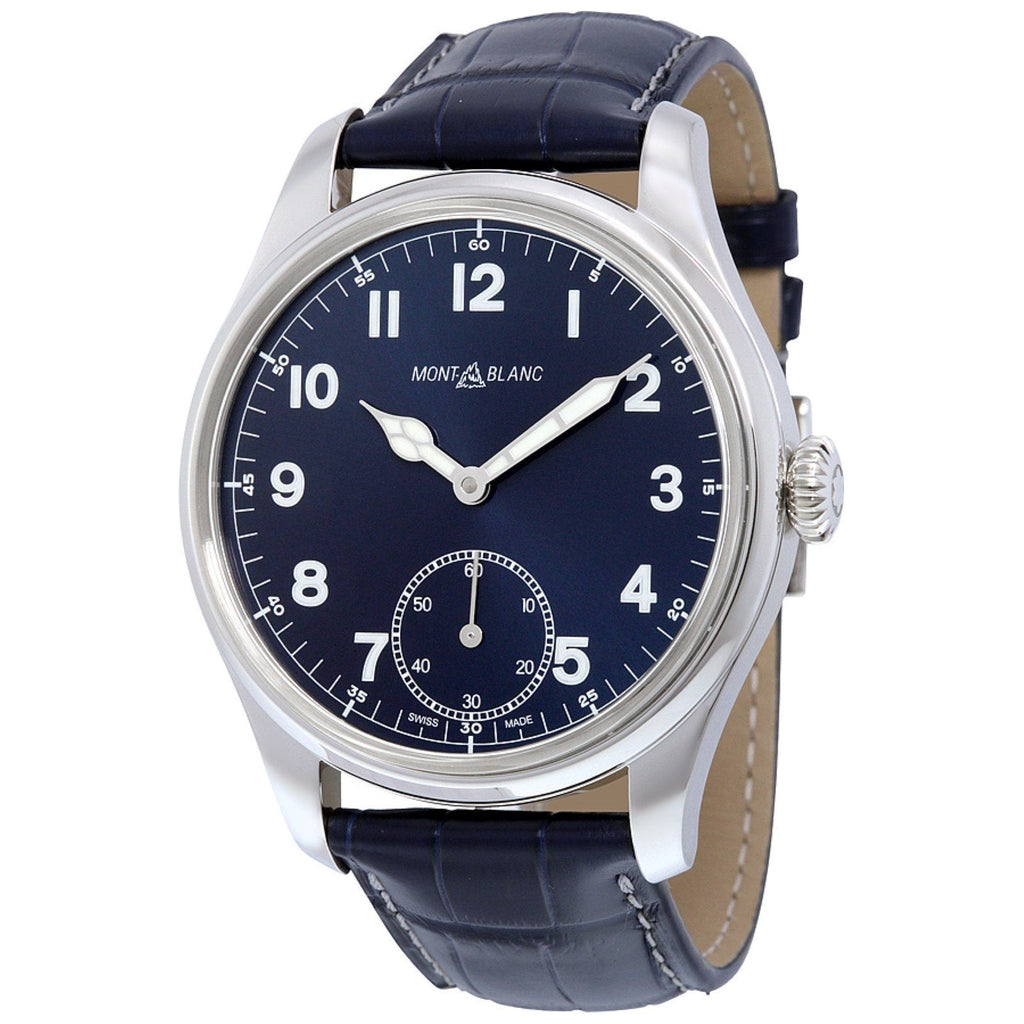 Montblanc orologio 1858 Manual Small Second 44mm blu carica manuale acciaio 113702