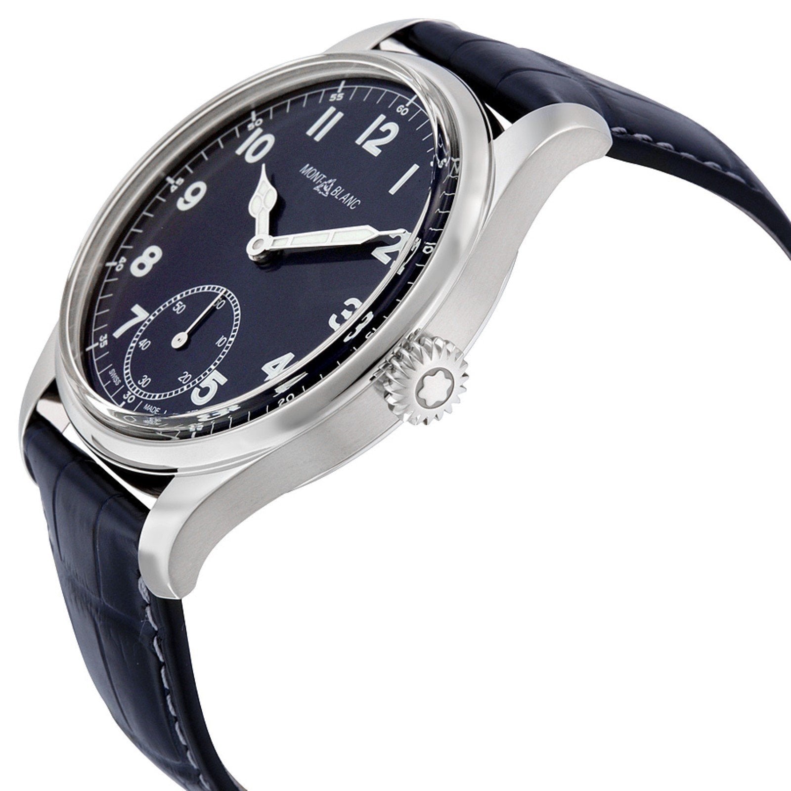 Montblanc orologio 1858 Manual Small Second 44mm blu carica manuale acciaio 113702