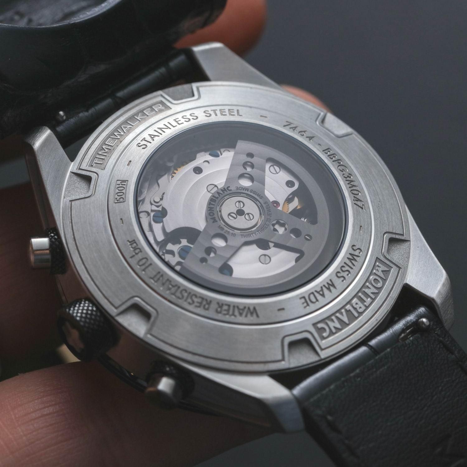 Montblanc orologio Timewalker Chronograph 43mm argento automatico acciaio ceramica nera 118489