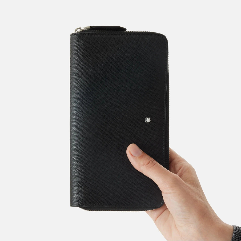 Montblanc portafoglio 12 scomparti con cerniera completa Montblanc Sartorial nero 130319