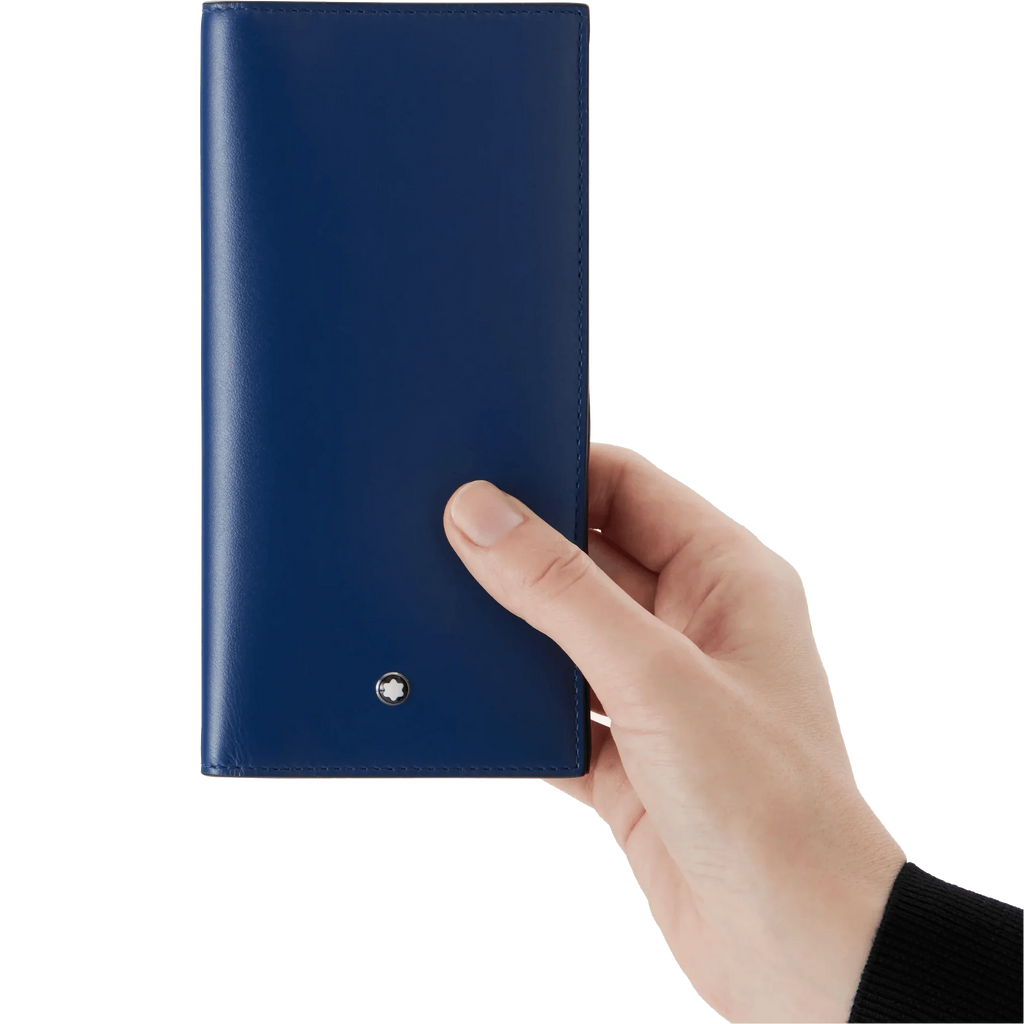 Montblanc portafoglio lungo 15 scomparti Meisterstück nero/blu 129681