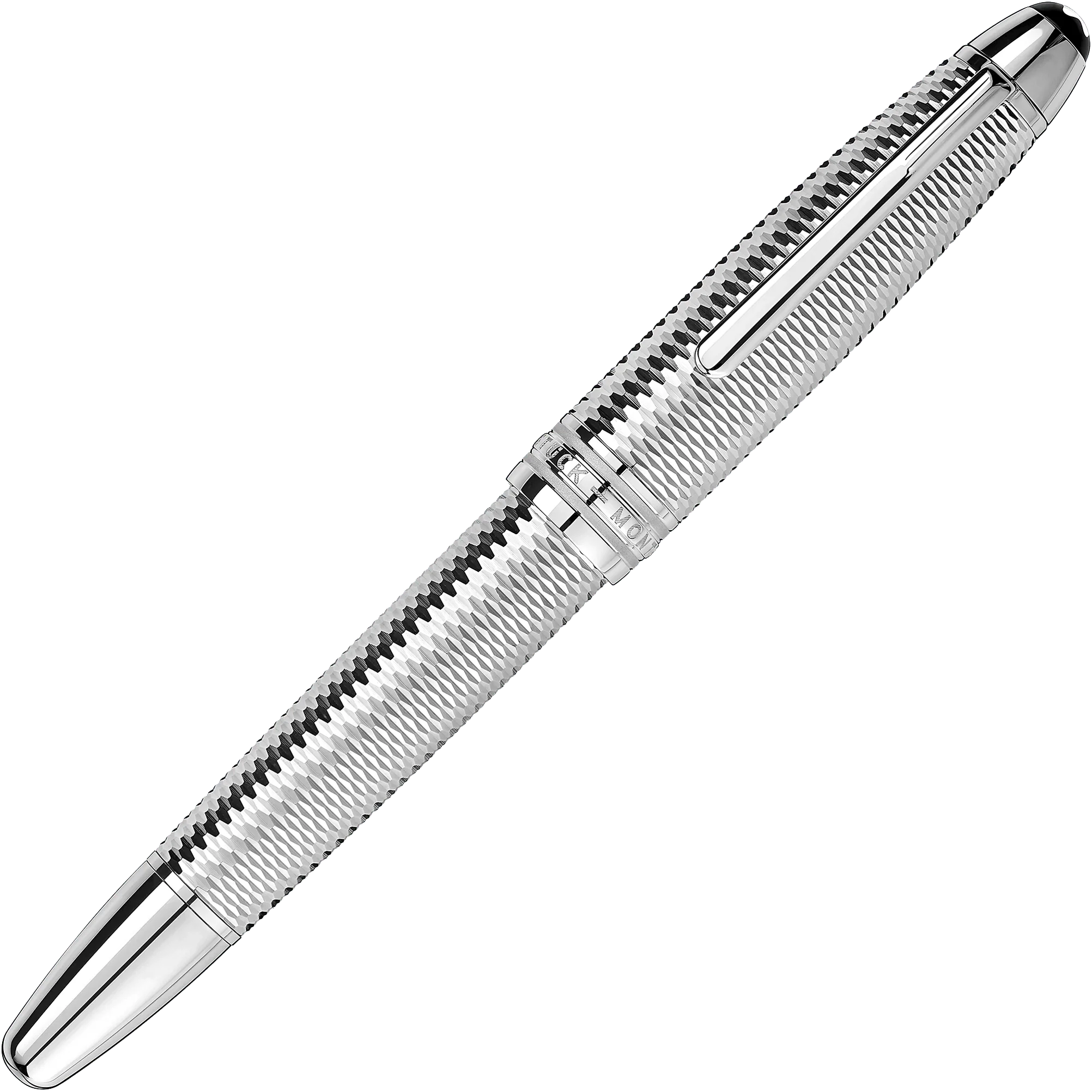 Montblanc stilografica Meisterstück Geometry Solitaire LeGrand punta M finitura platino colore argento 118097