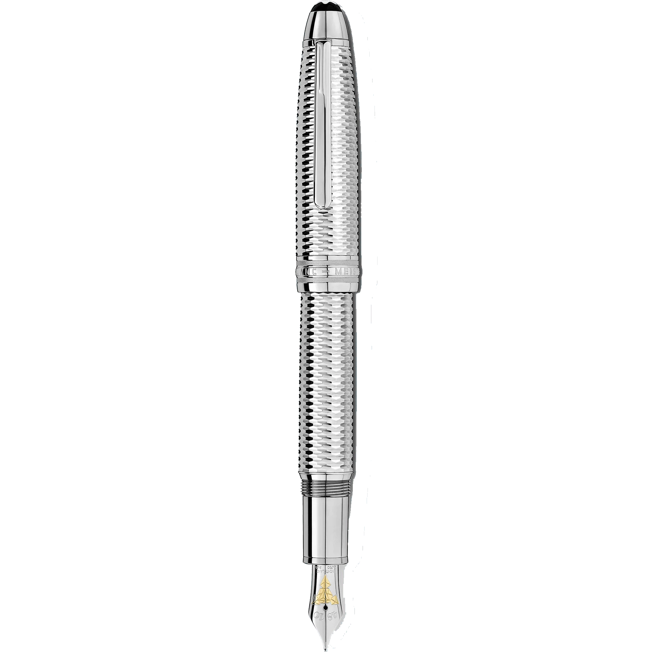 Montblanc stilografica Meisterstück Geometry Solitaire LeGrand punta M finitura platino colore argento 118097