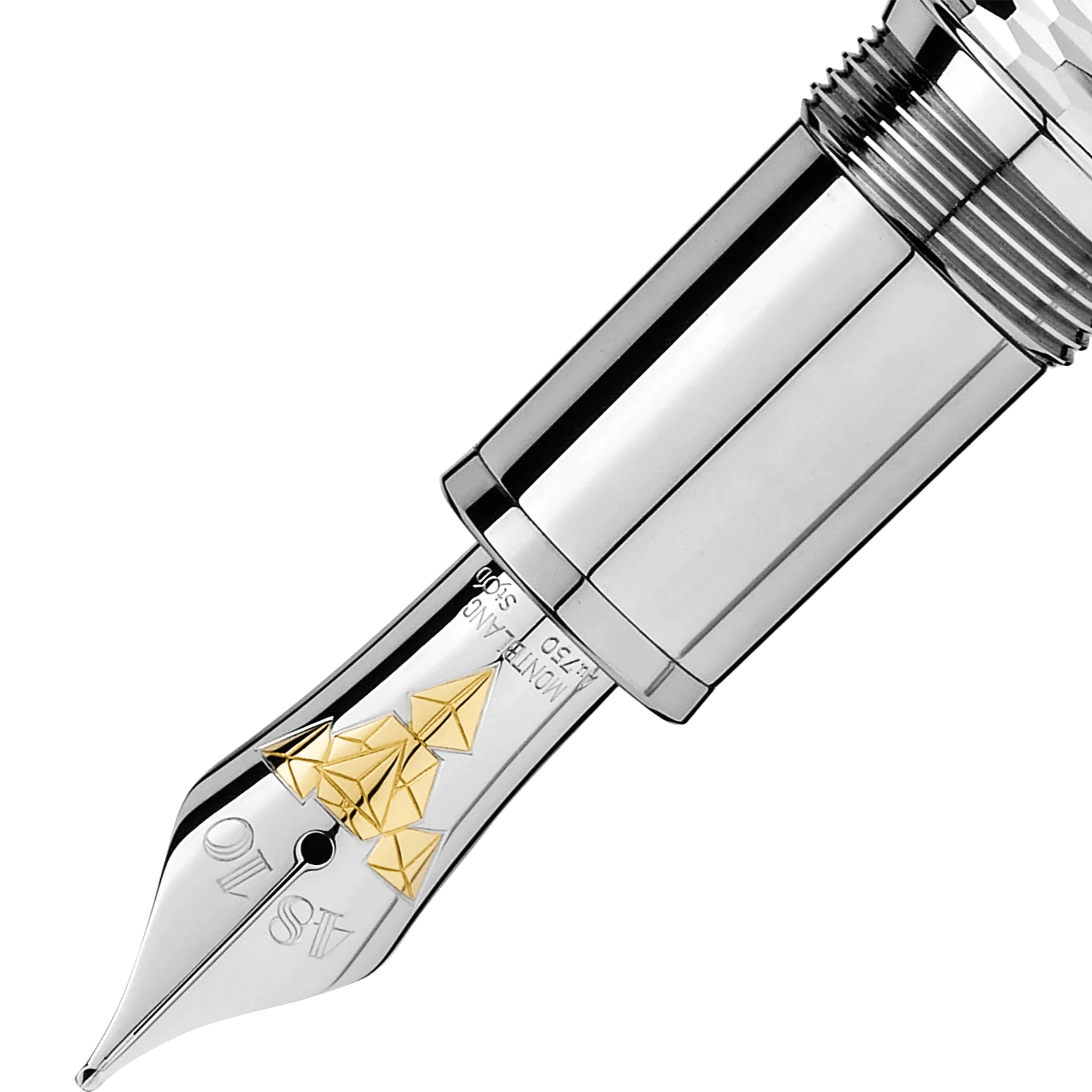 Montblanc stilografica Meisterstück Geometry Solitaire LeGrand punta M finitura platino colore argento 118097