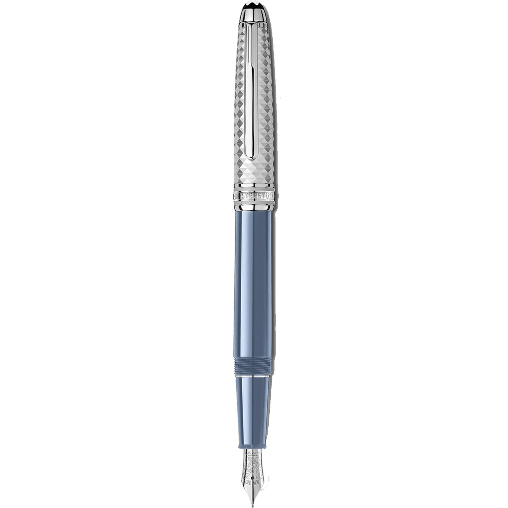 Montblanc stilografica Meisterstück Glacier Doué blu punta M 129403