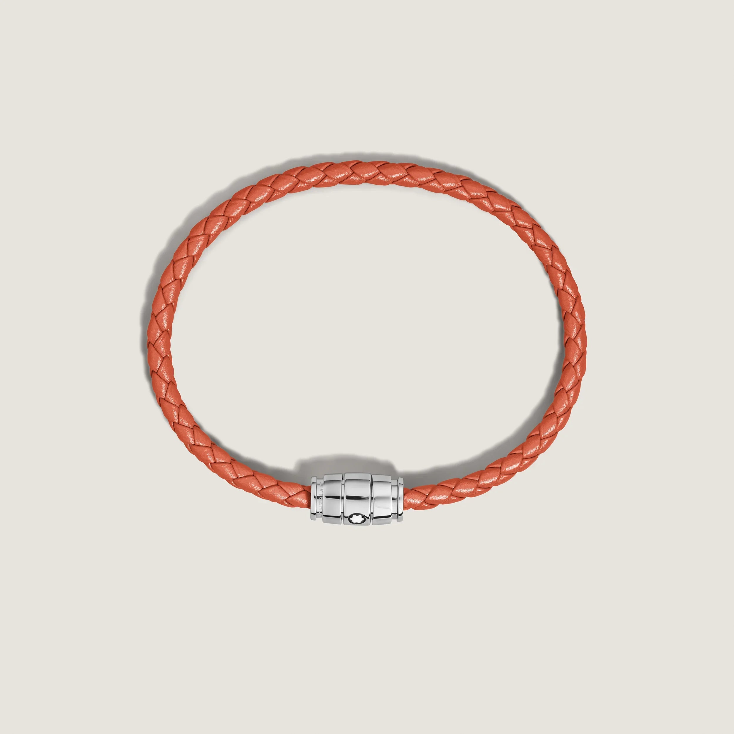 Montblanc bracciale in acciaio a 3 anelli e pelle Meisterstück Cayenne misura M 13429163