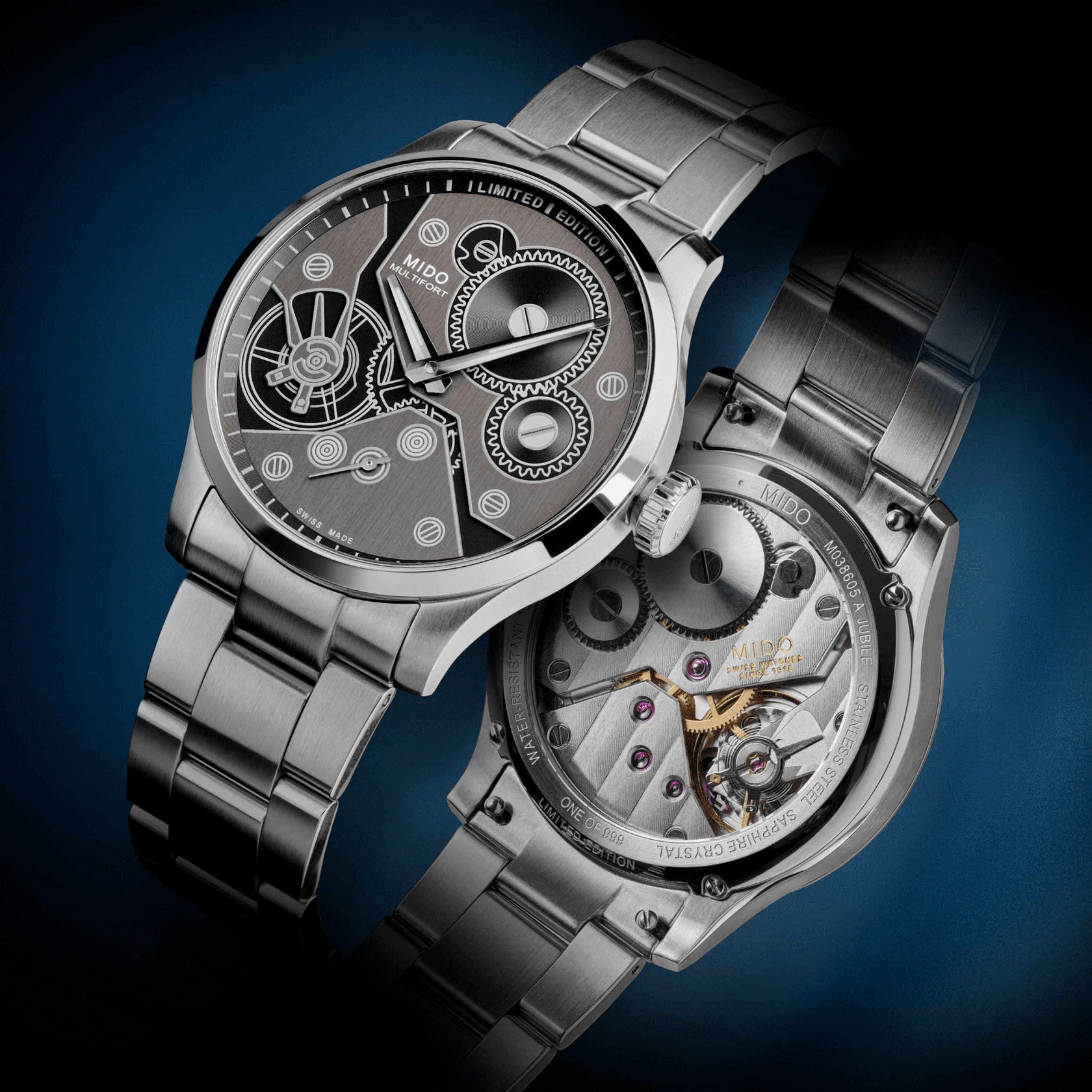 Mido orologio Multifort Mechanical Edizione limitata 999 pezzi 44mm antracite carica manuale acciaio M038.605.11.060.00