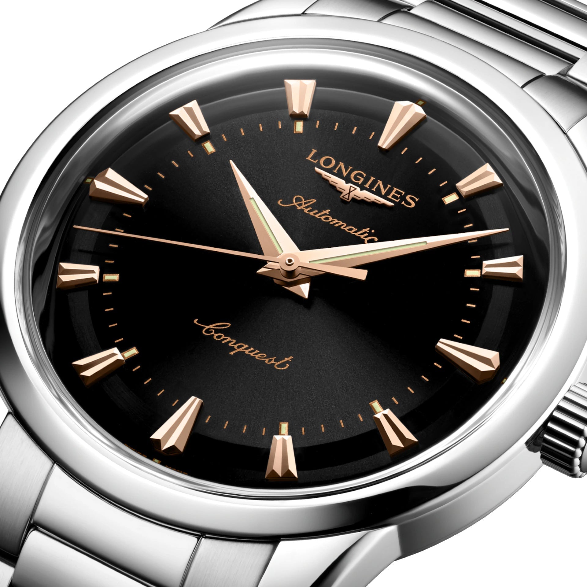 Longines orologio Heritage 40mm nero acciaio automatico L1.650.4.52.6