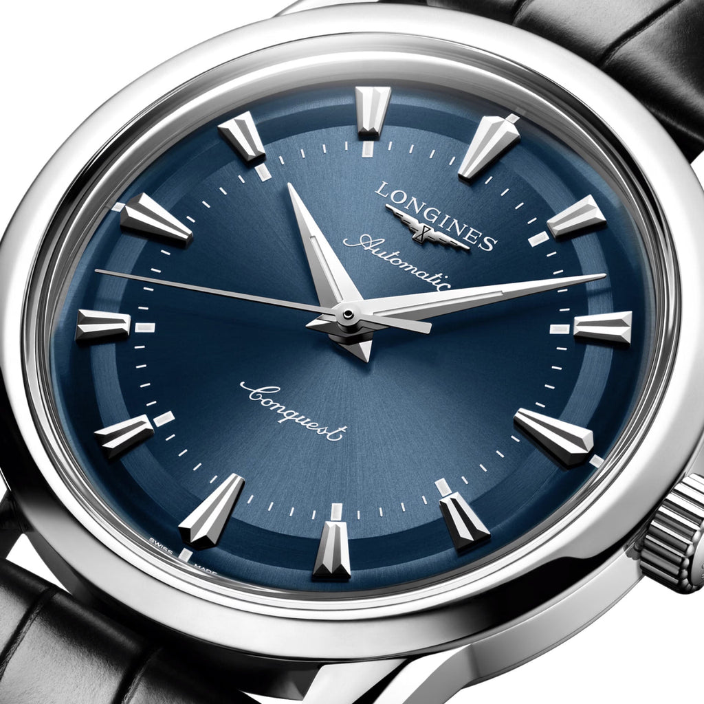 Longines orologio Conquest Heritage 38mm blu automatico acciaio L1.649.4.92.2,