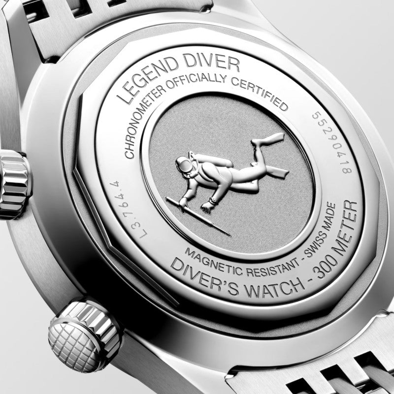 Longines orologio Legend Diver 38mm bianco automatico acciaio L3.764.4.16.6