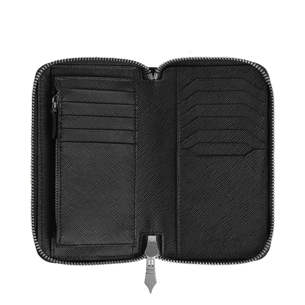 Montblanc portafoglio 12 scomparti con cerniera medio Sartorial tweed blu 220362