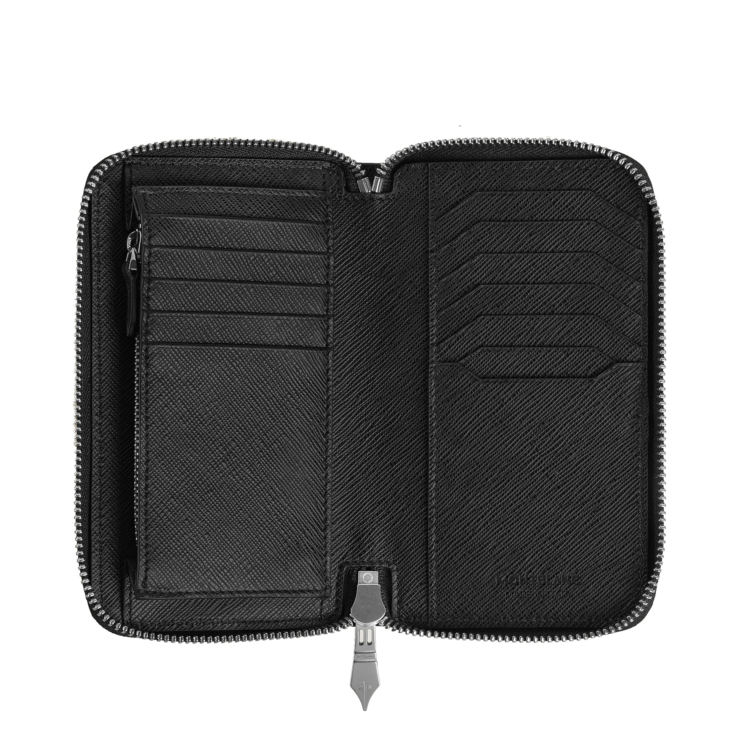 Montblanc portafoglio 12 scomparti con cerniera medio Sartorial tweed blu 220362
