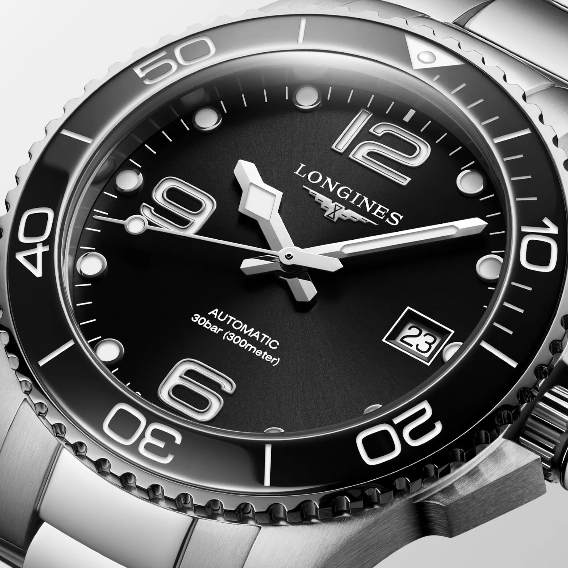 Longines orologio Hydroconquest 39mm nero automatico acciaio