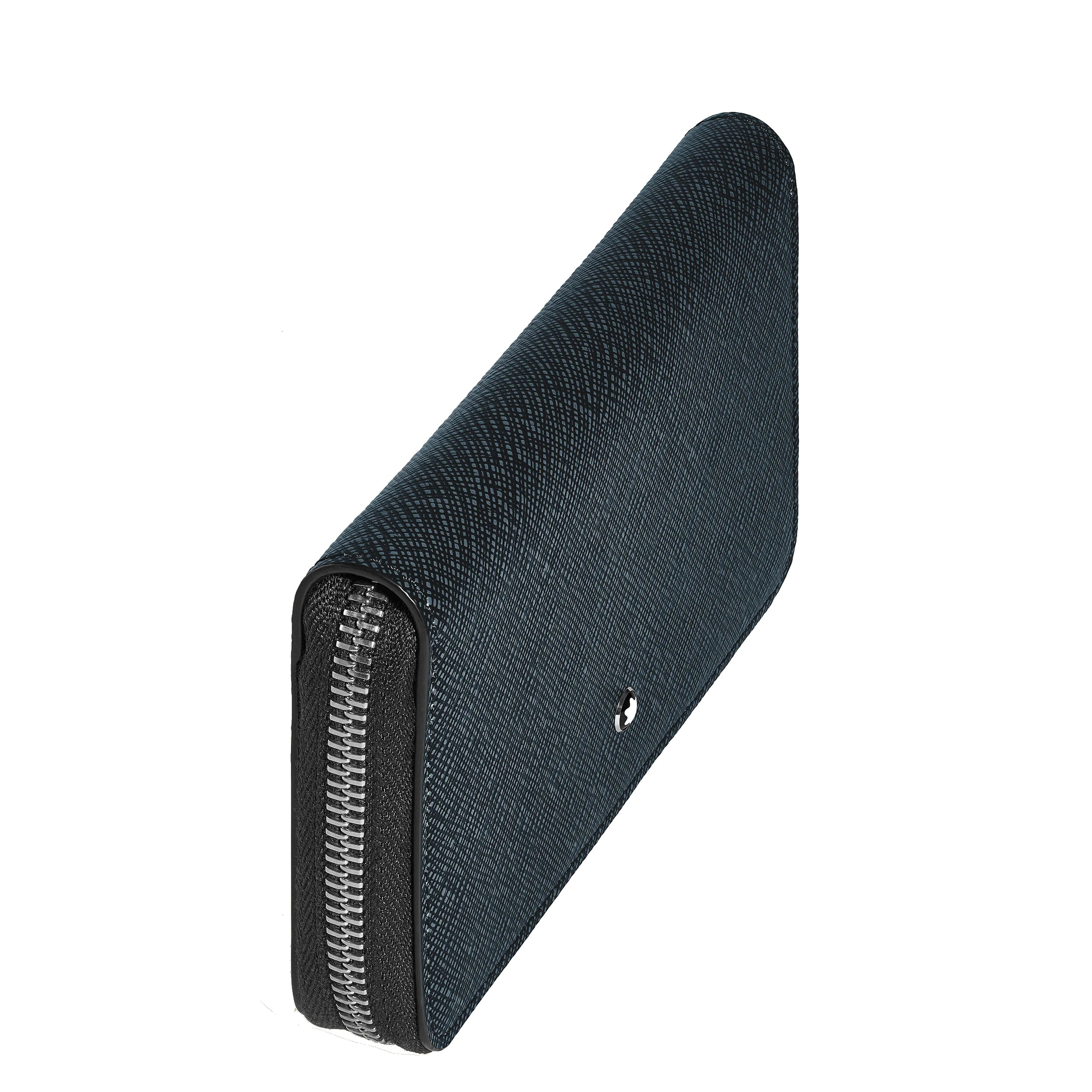Montblanc portafoglio 12 scomparti con cerniera medio Sartorial tweed blu 220362