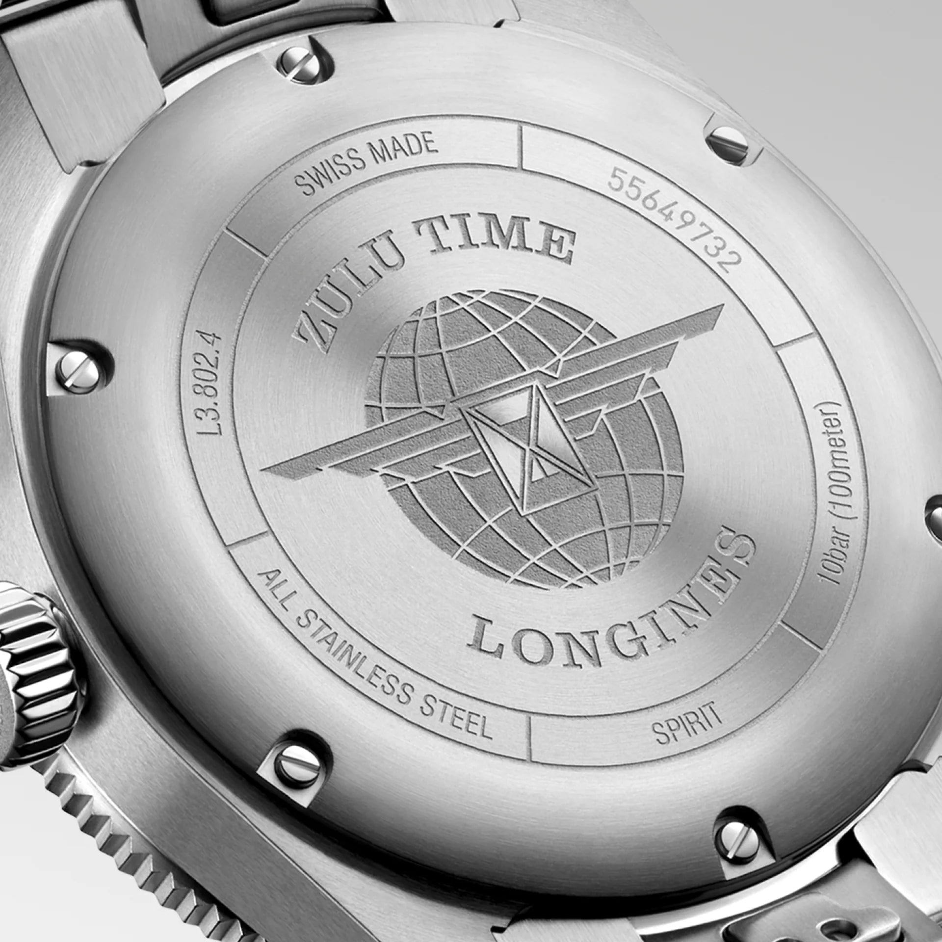 Longines orologio Spirit Zulu Time 39mm antracite automatico acciaio L3.802.4.63.6