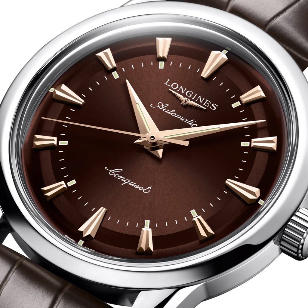 longines orologio Heritage 38mm marrone acciaio automatico L1.649.4.62.2