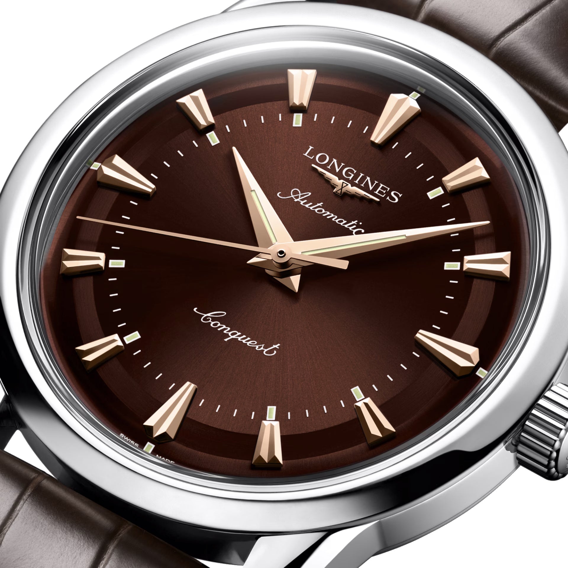 longines orologio Heritage 38mm marrone acciaio automatico L1.649.4.62.2