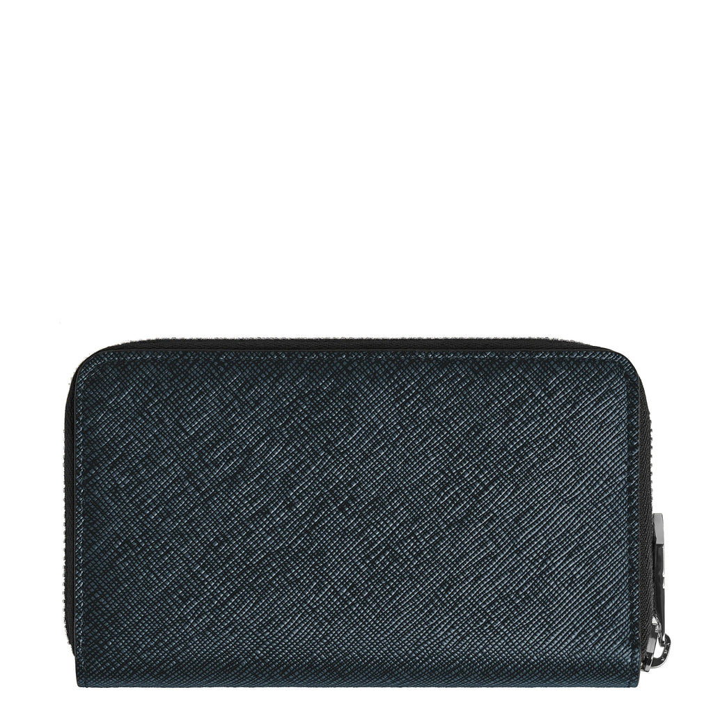 Montblanc portafoglio 12 scomparti con cerniera medio Sartorial tweed blu 220362