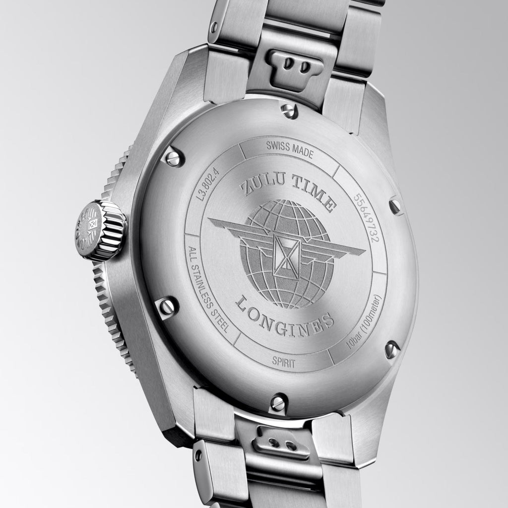 Longines orologio Spirit Zulu Time 39mm antracite automatico acciaio L3.802.4.60.6