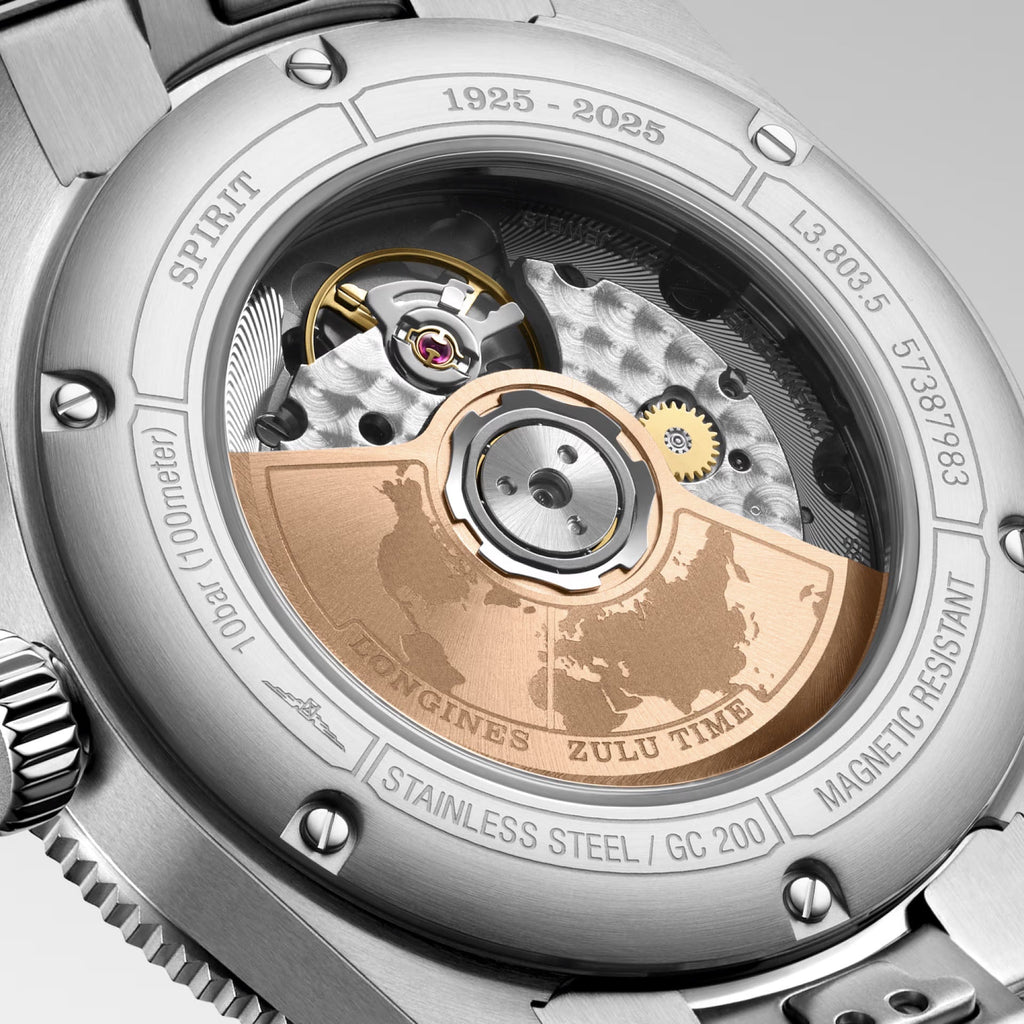 Longines orologio Spirit Zulu Time 1925 39mm nero automatico oro acciaio L3.803.5.53.6