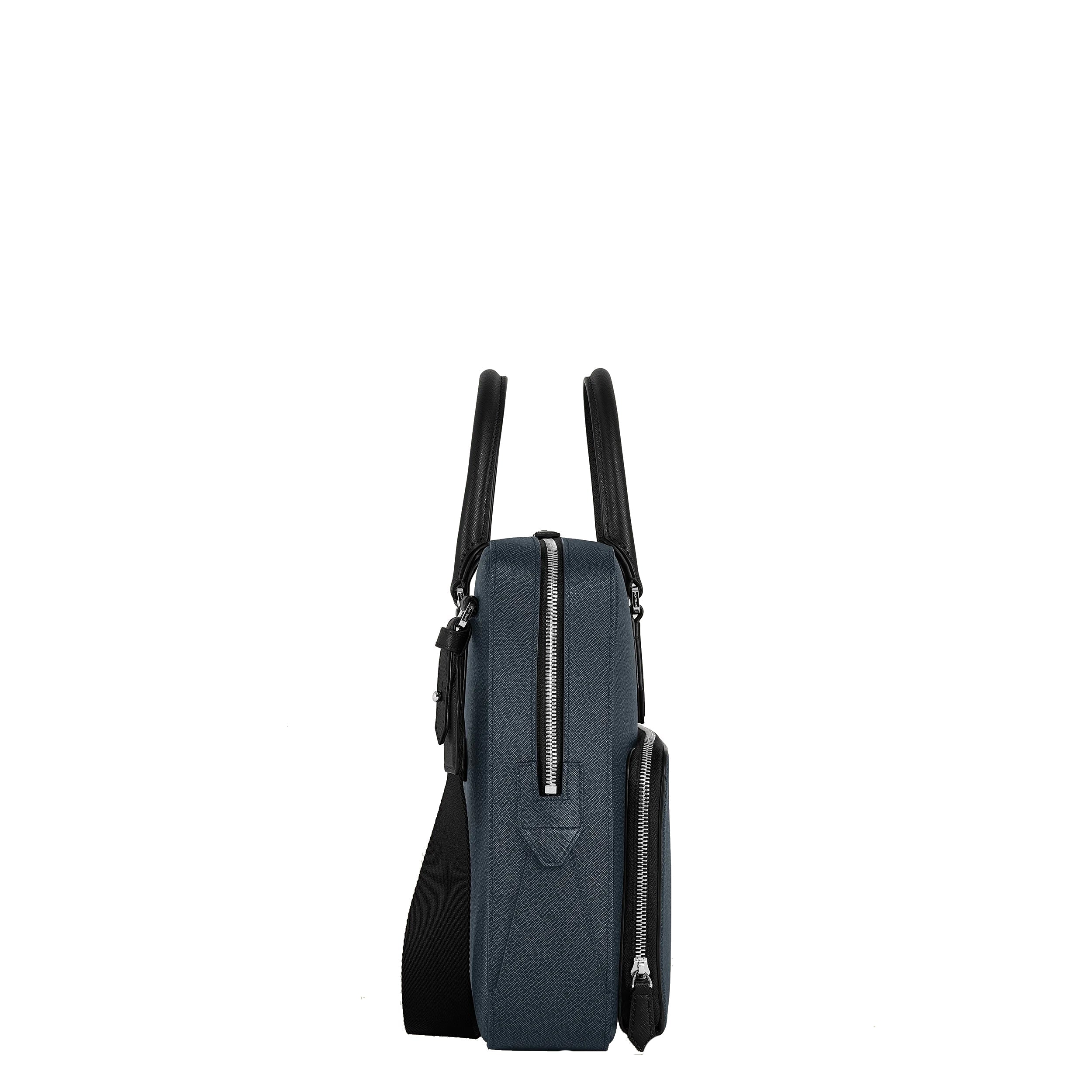 Montblanc borsa portadocumenti media Sartorial tweed blu 220332